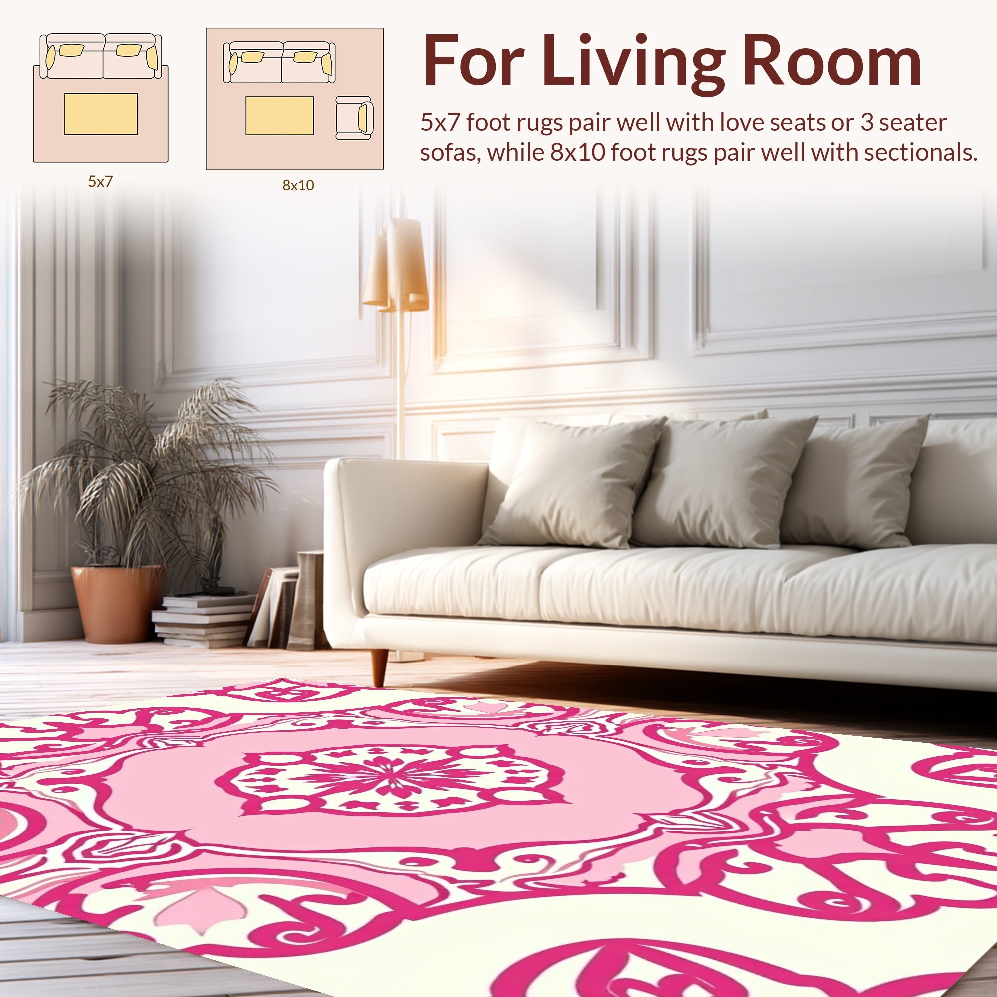 Pink Floral Medallion Pattern Rug