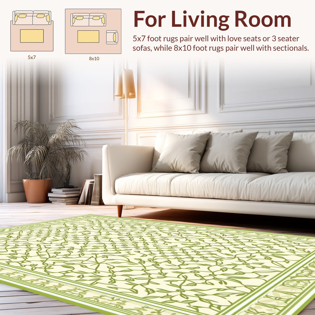 Vine Pattern With Green Lattice Design Rug
