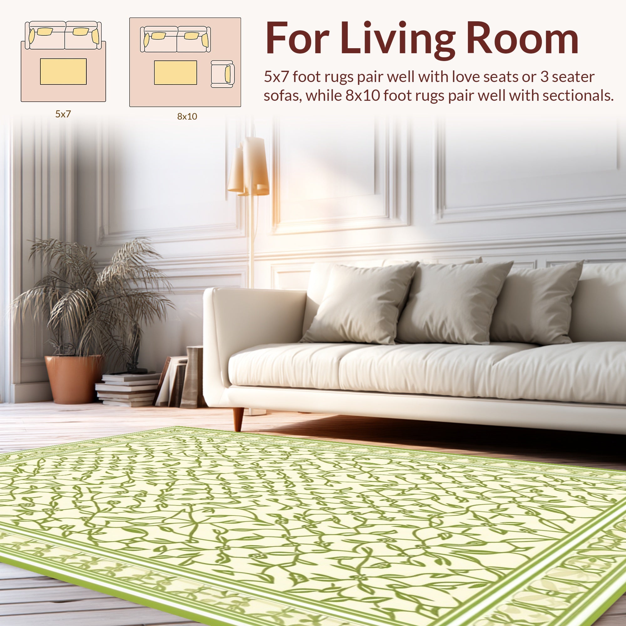 Vine Pattern With Green Lattice Design Rug
