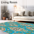 Azure Medallion Floral Ornament Rug