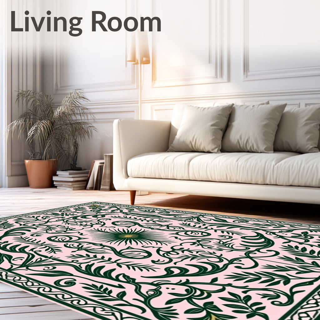Emerald Green Fern Tropical Manor Rug