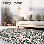 Emerald Green Fern Tropical Manor Rug