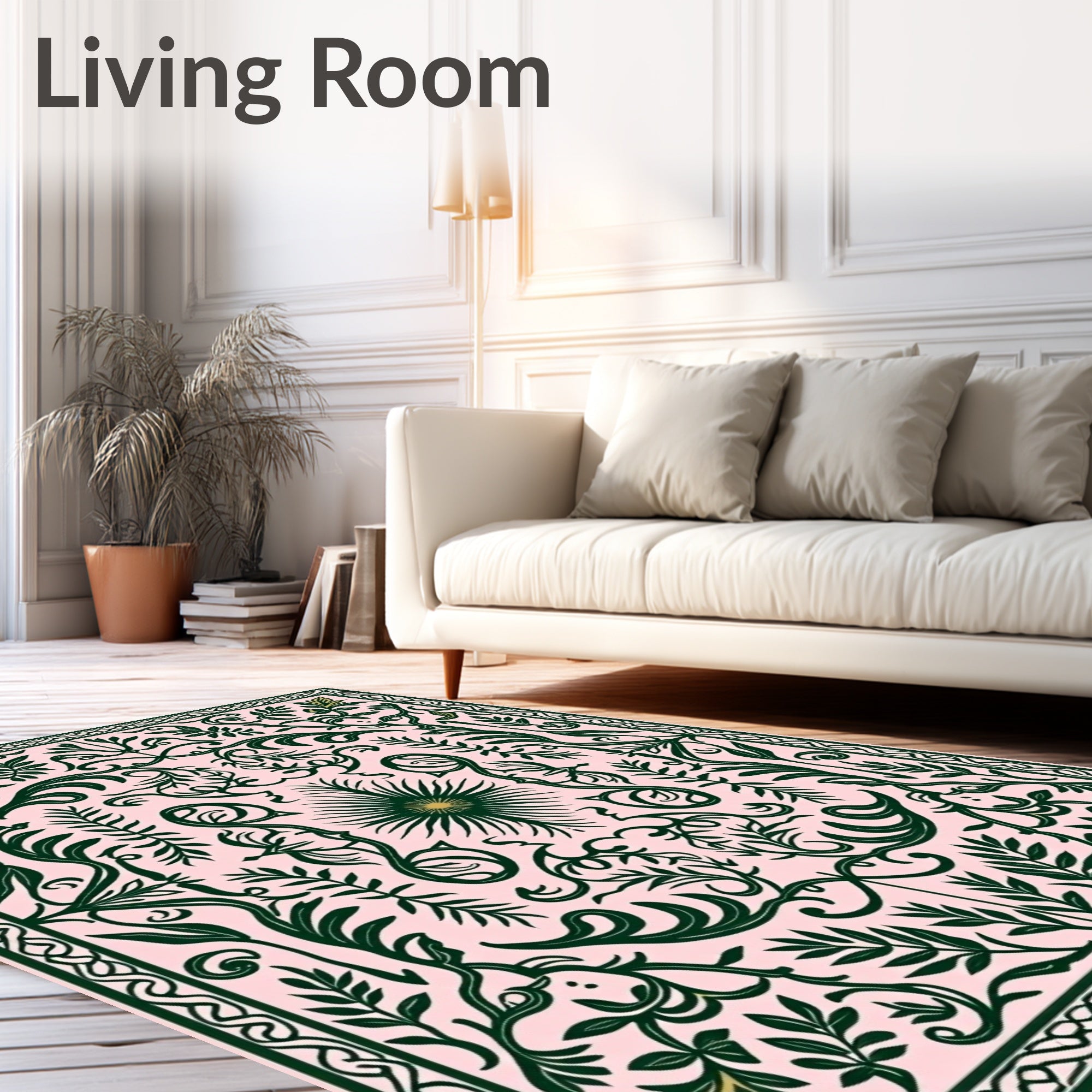 Emerald Green Fern Tropical Manor Rug