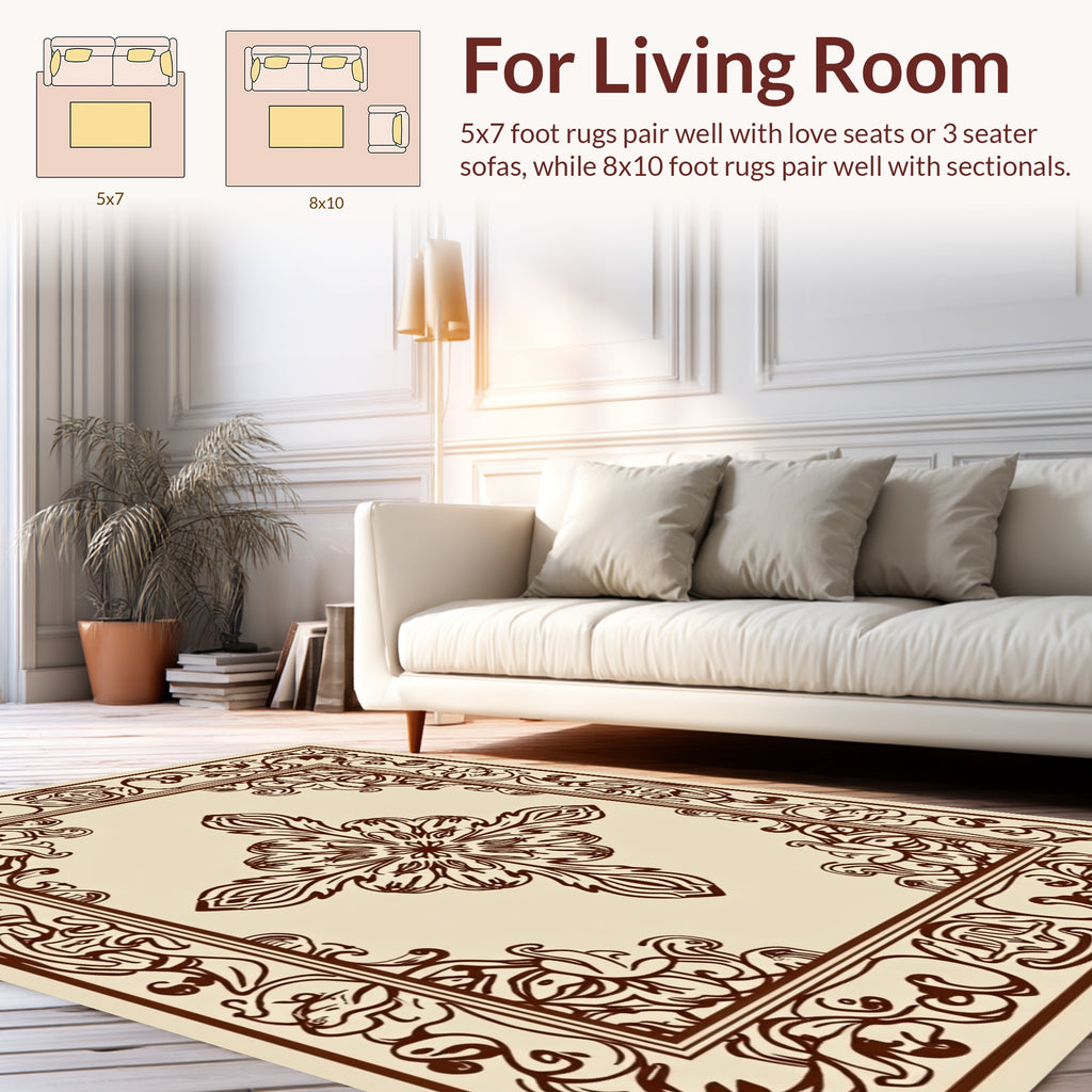 Ornate Floral Scrollwork Pattern Rug
