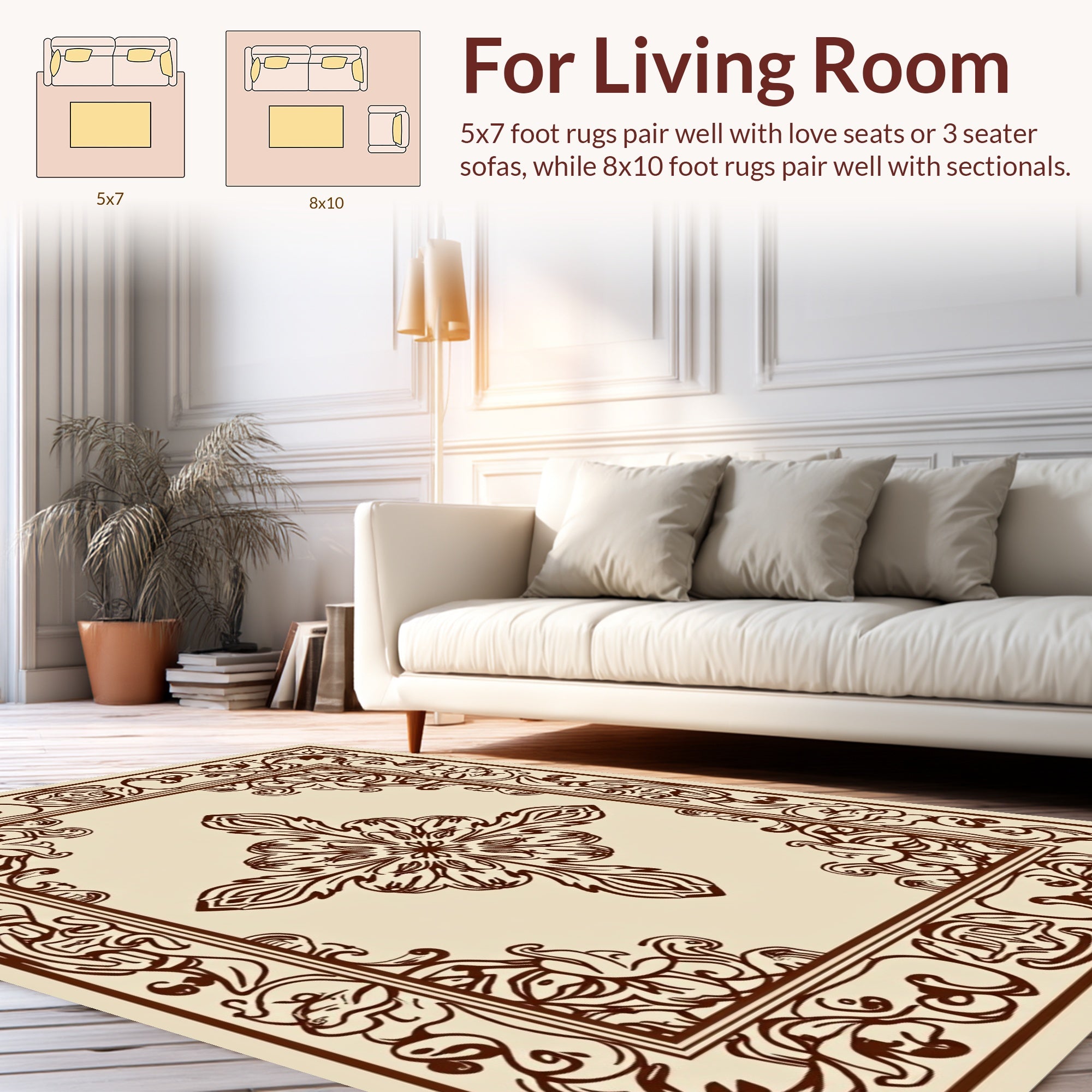 Ornate Floral Scrollwork Pattern Rug