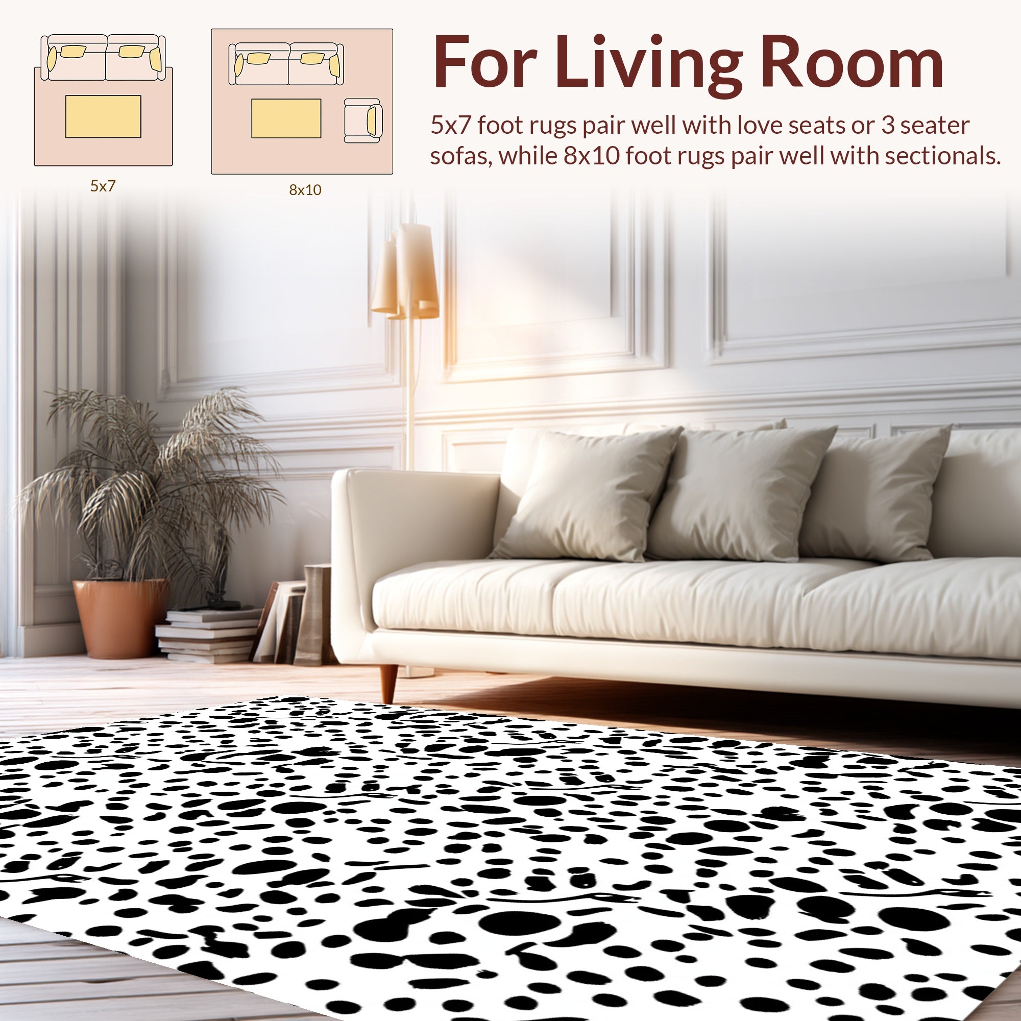 Dalmatian Spot And Swirl Pattern Rug
