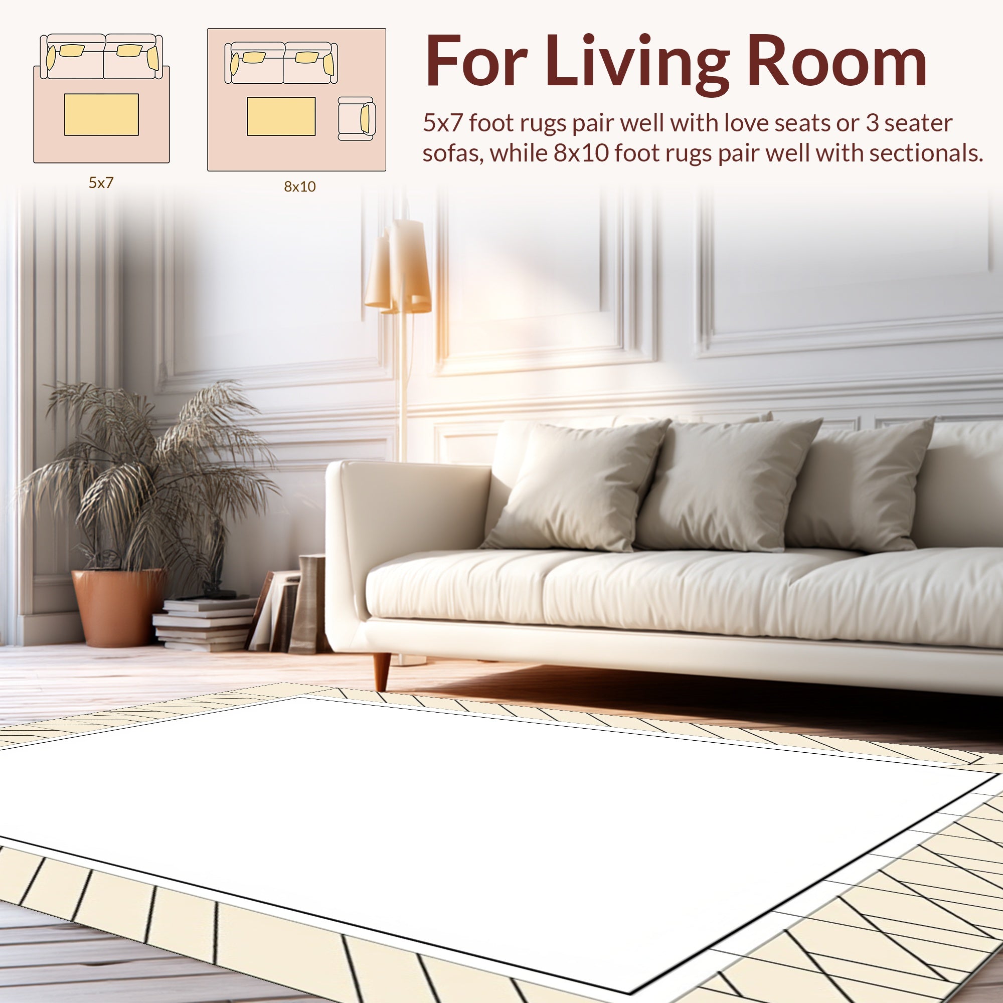 Geometric Tonal Stripe Border Design Rug