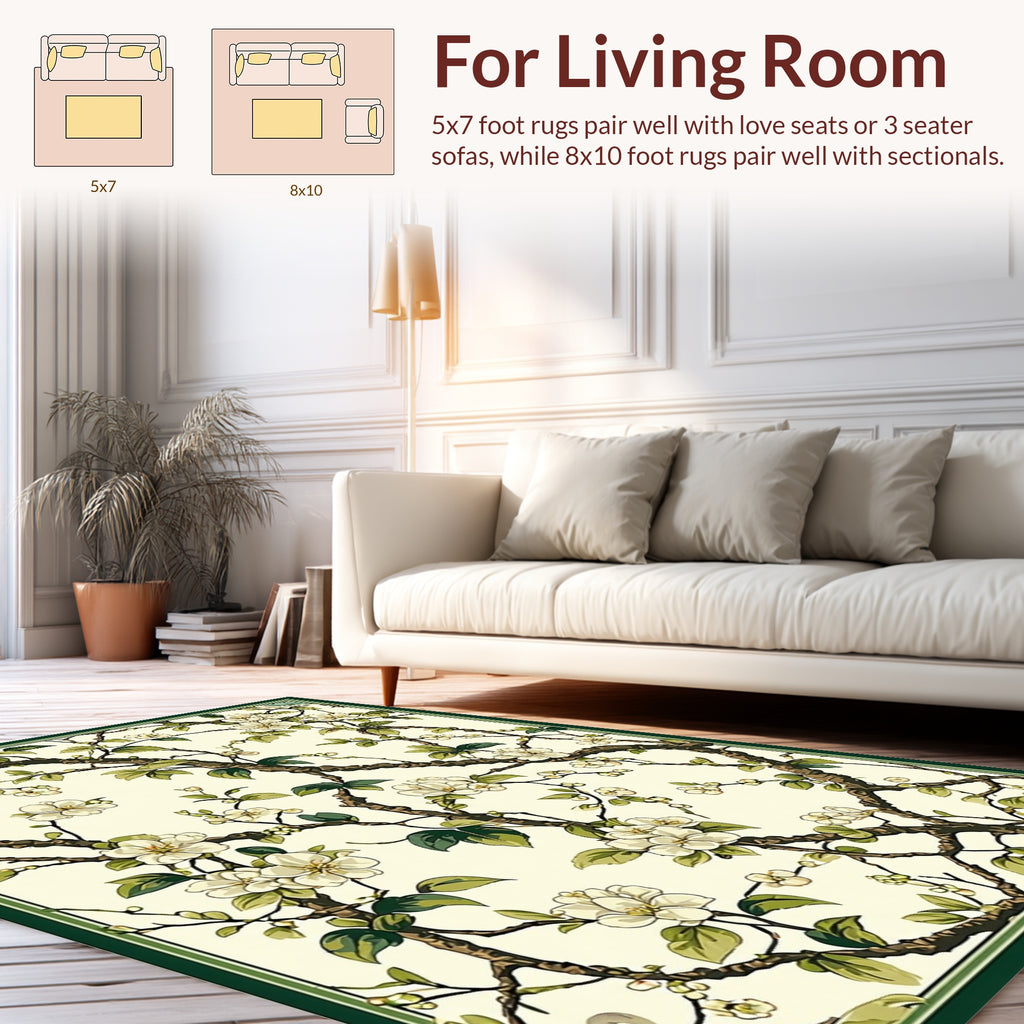 Elegant Floral Branch Pattern Rug