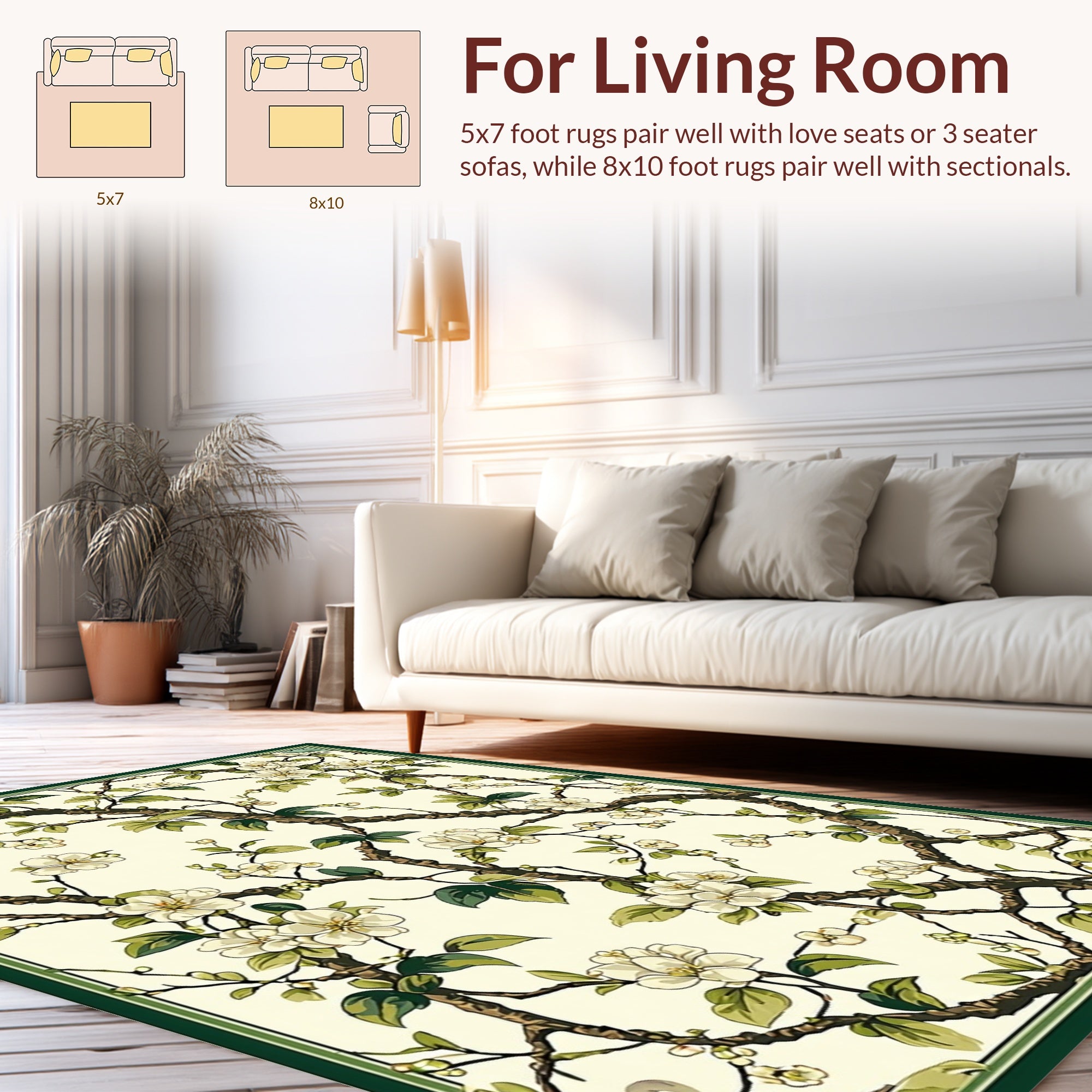 Elegant Floral Branch Pattern Rug