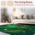 Enchanted Forest Fern Butterfly Scene Rug
