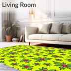 Vibrant Lime Green Floral Medallion Rug