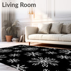 Winter White Snowflake Collage Rug