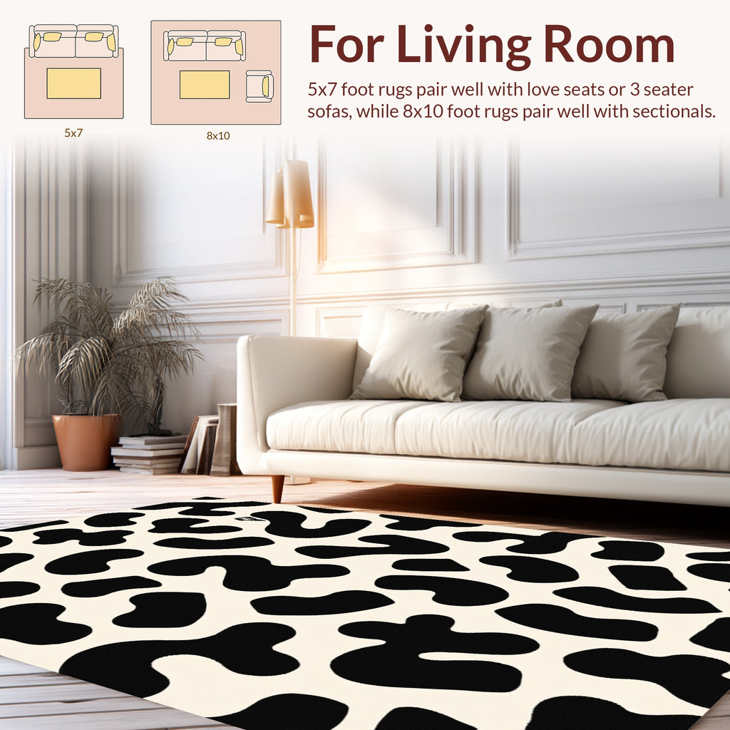 Playful Black Cream Amorphous Pattern Rug