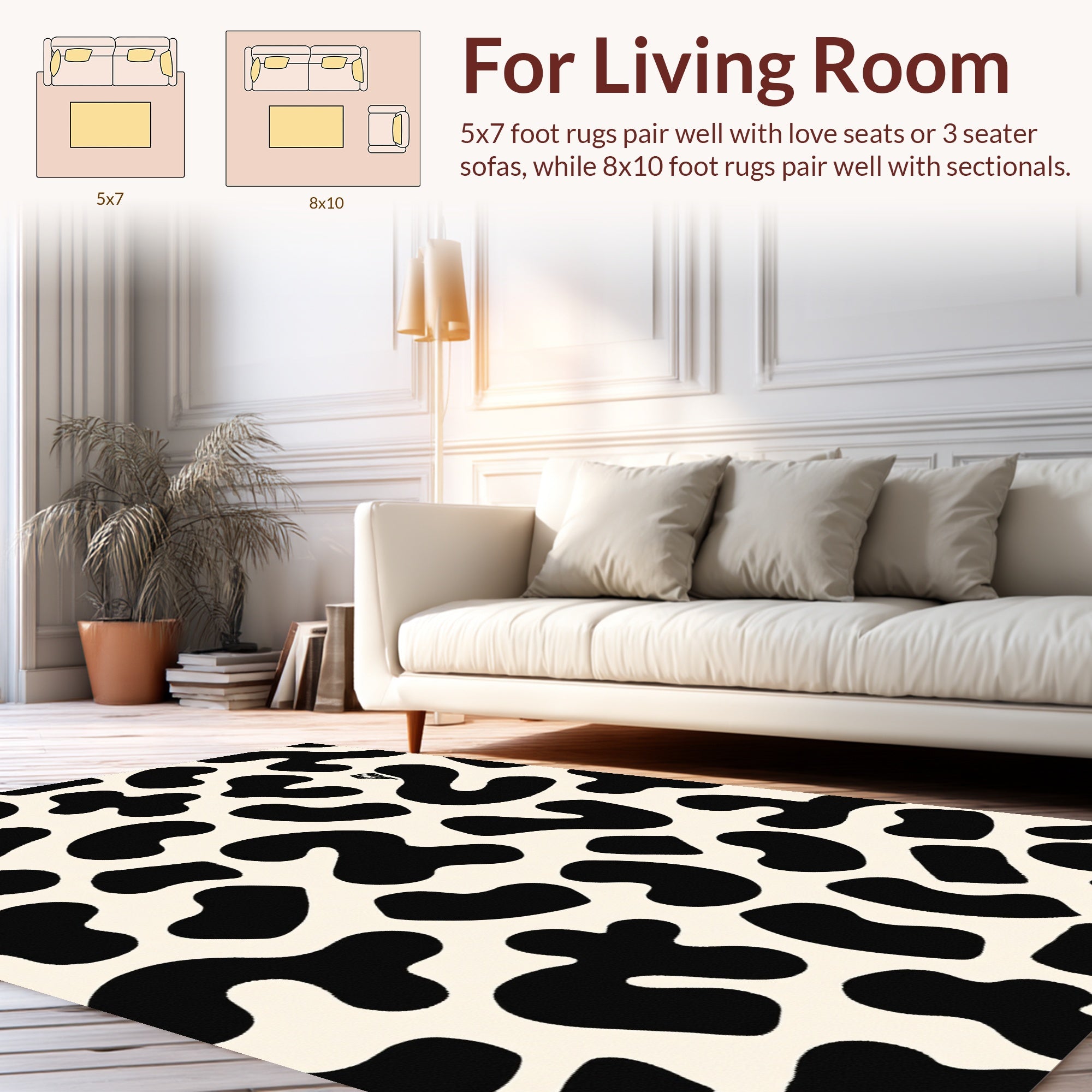 Playful Black Cream Amorphous Pattern Rug
