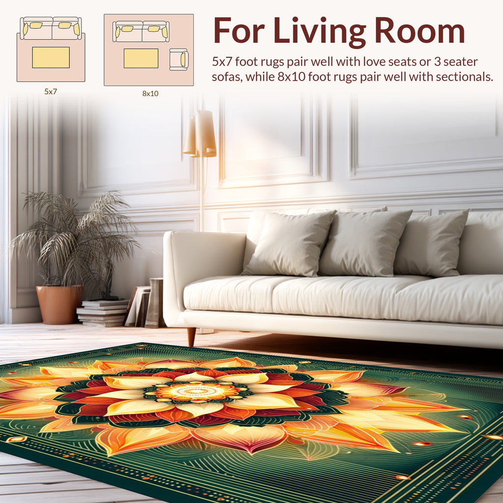 Radiant Mandala Floral Pattern Rug