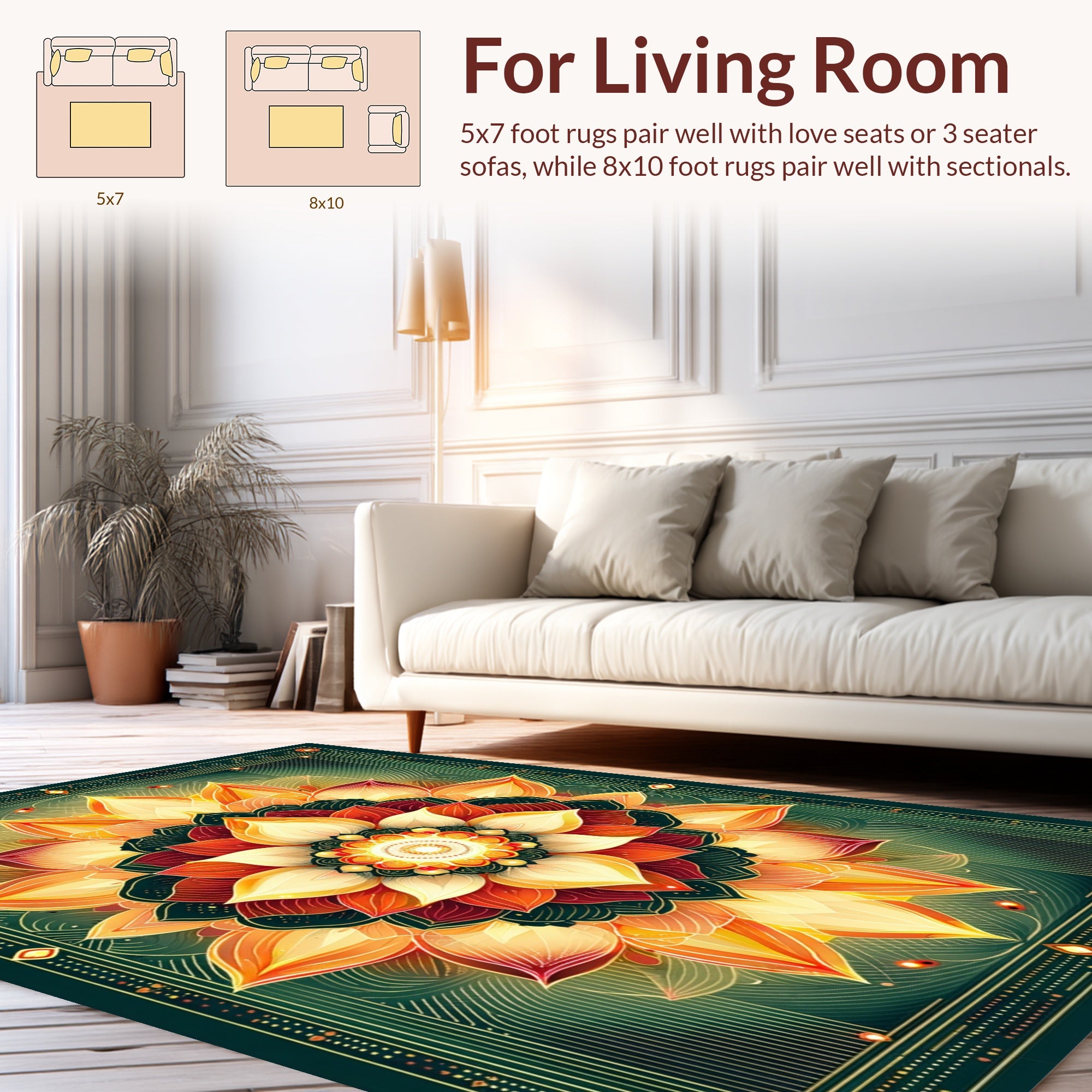Radiant Mandala Floral Pattern Rug