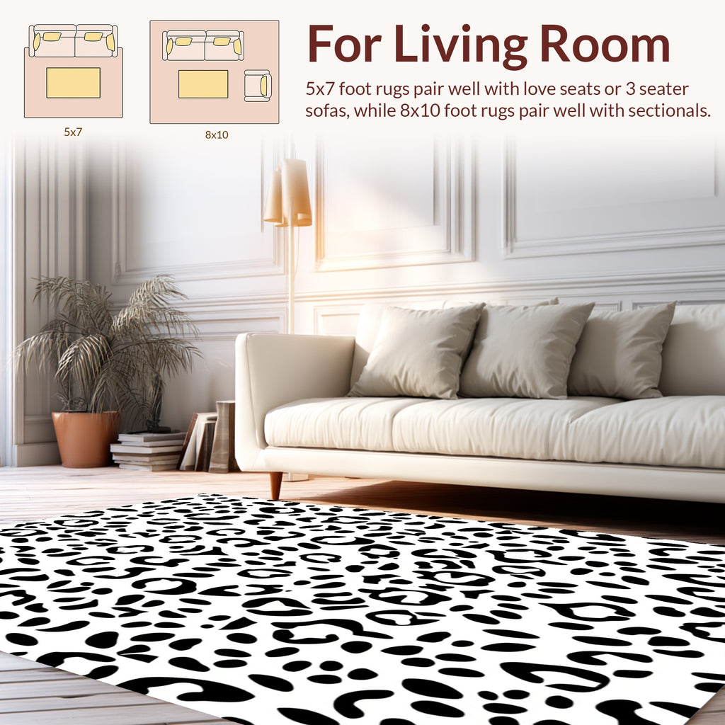 Bold Black And White Animal Print Rug