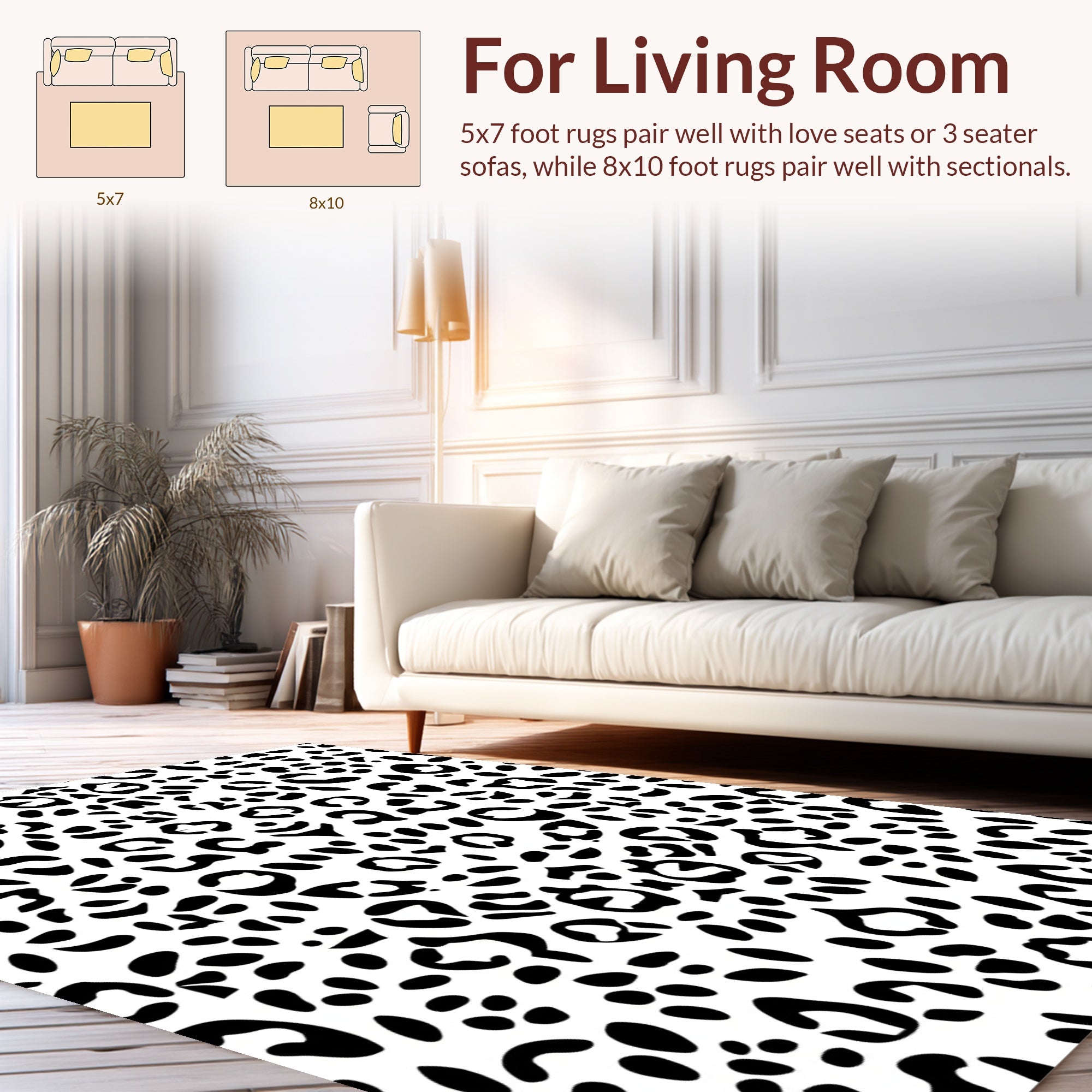Bold Black And White Animal Print Rug
