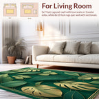 Emerald Green Leafy Tropical Design Rug