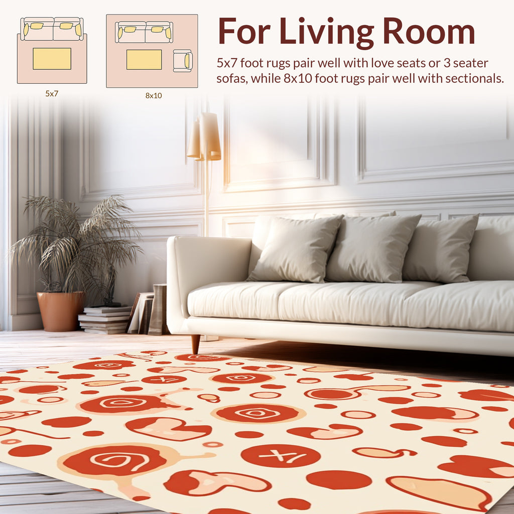Abstract Organic Shapes Red Design Rug