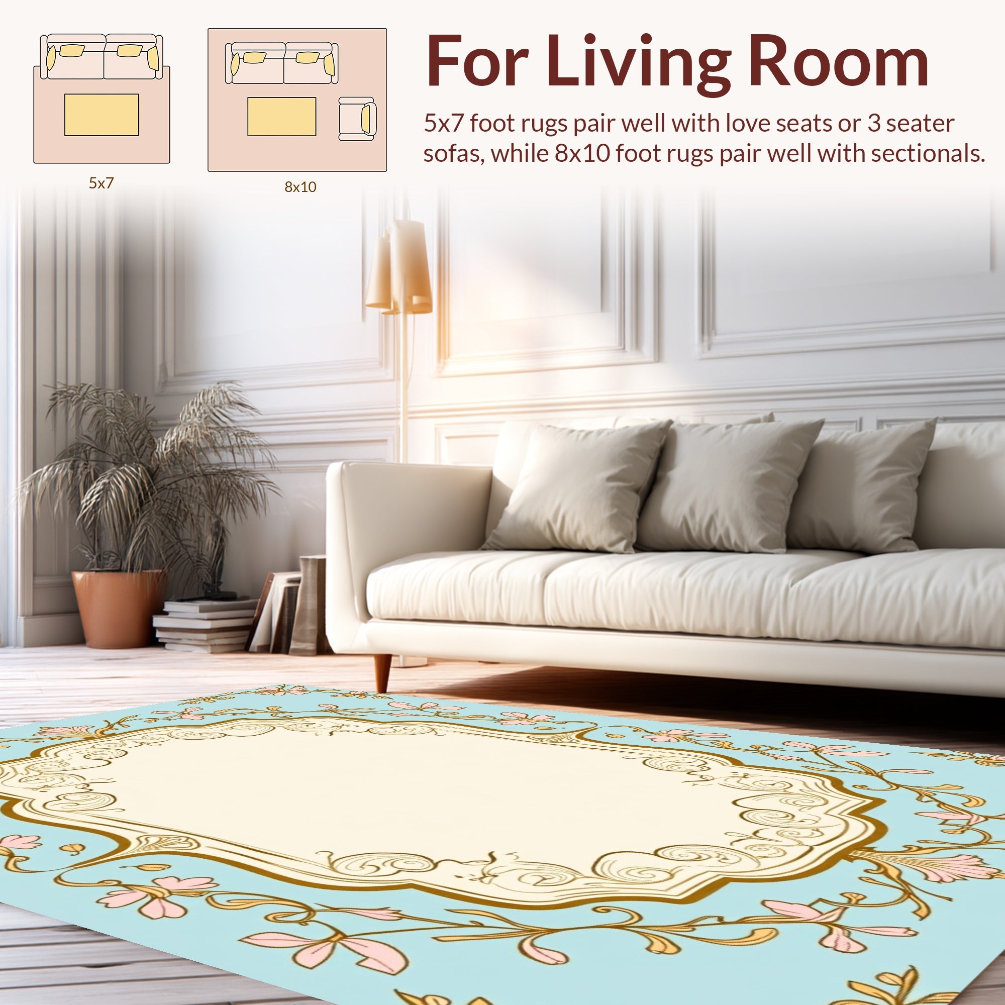 Elegant Floral Swirl Pattern Rug
