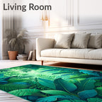 Lush Tropical Jungle Leaf Pattern Rug