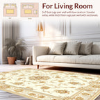 Ornate Floral Scrollwork Cream Rug