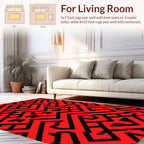 Bold Black Red Maze Pattern Rug