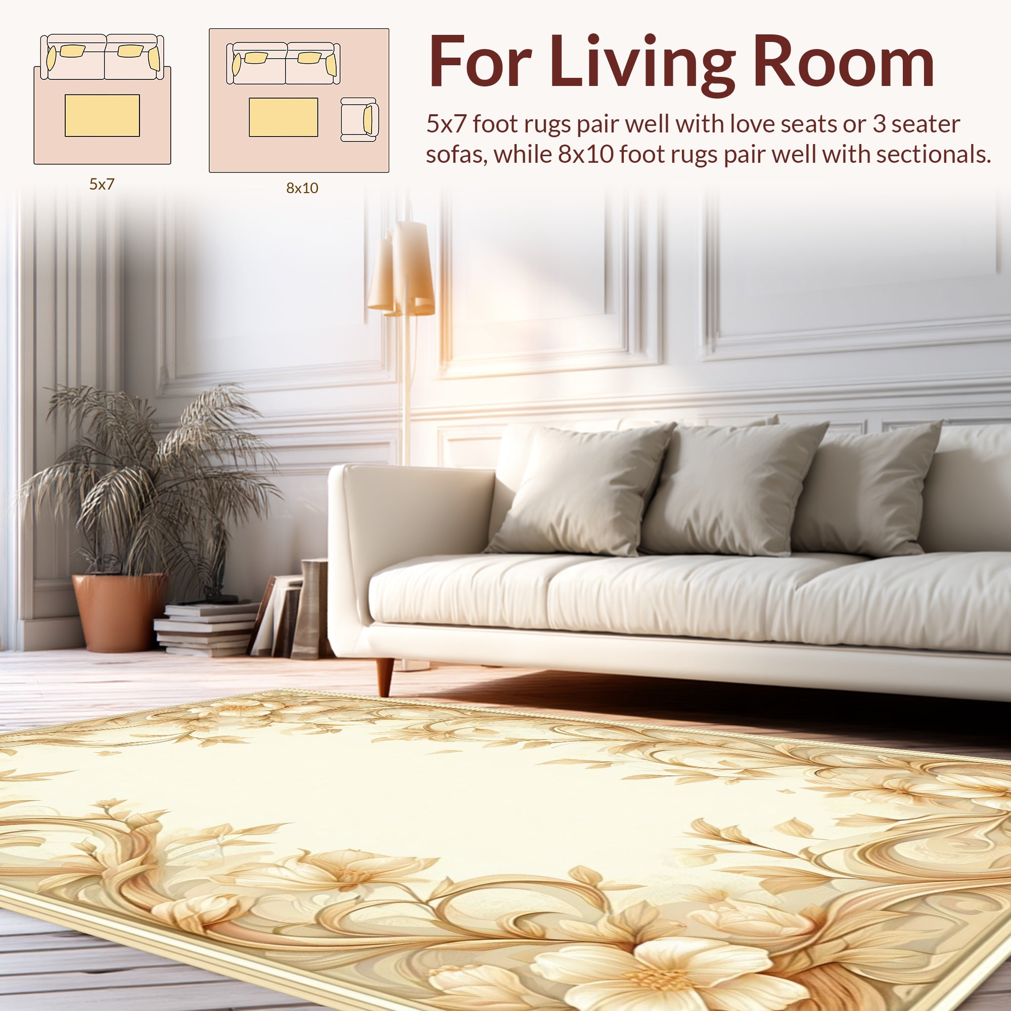 Ornate Floral Vine Accents Rug