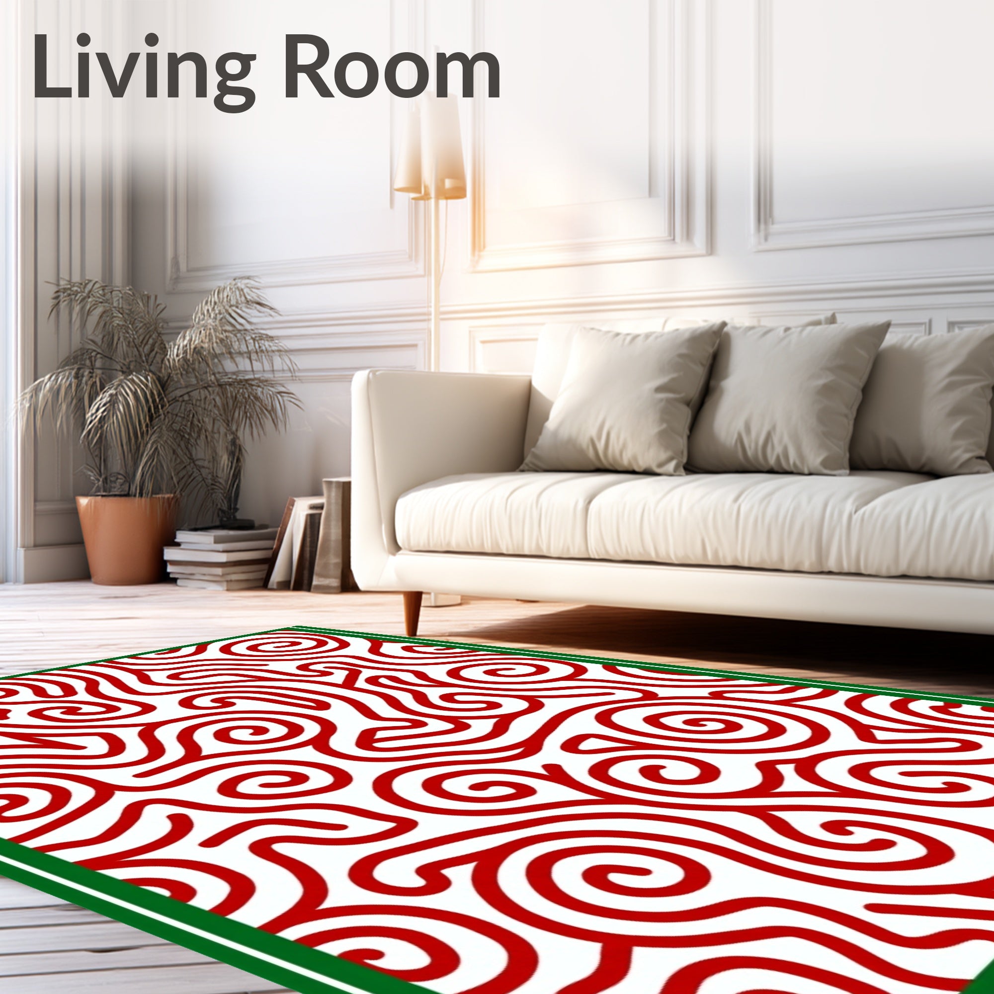Ornate Red Swirl Infinite Maze Rug