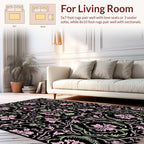 Pink and Green Floral Vines Pattern Rug