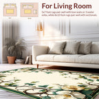 Ornate White Floral Vine Pattern Rug
