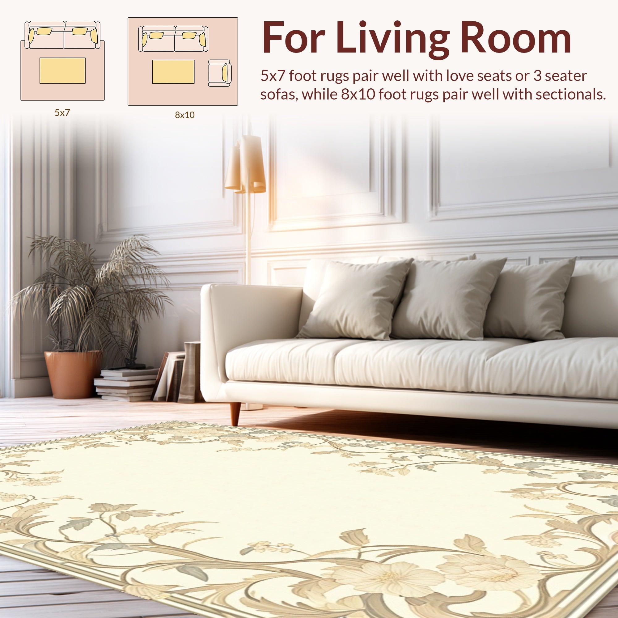 Elegant Floral Vines Pattern Rug