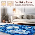 Blue Floral Swirls Pattern Rug