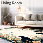 Whimsical Black Cats Floral Garden Rug