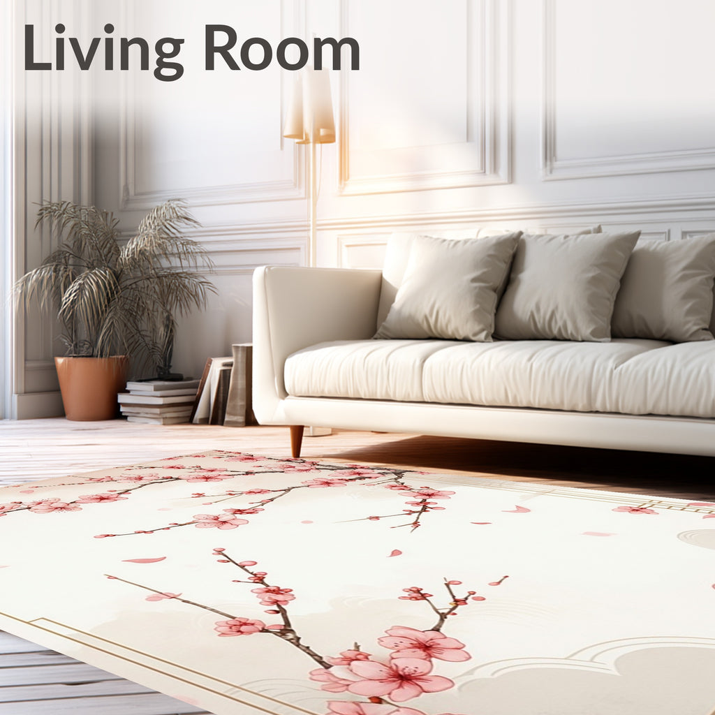 Elegant Pink Sakura Blossom Branches Rug
