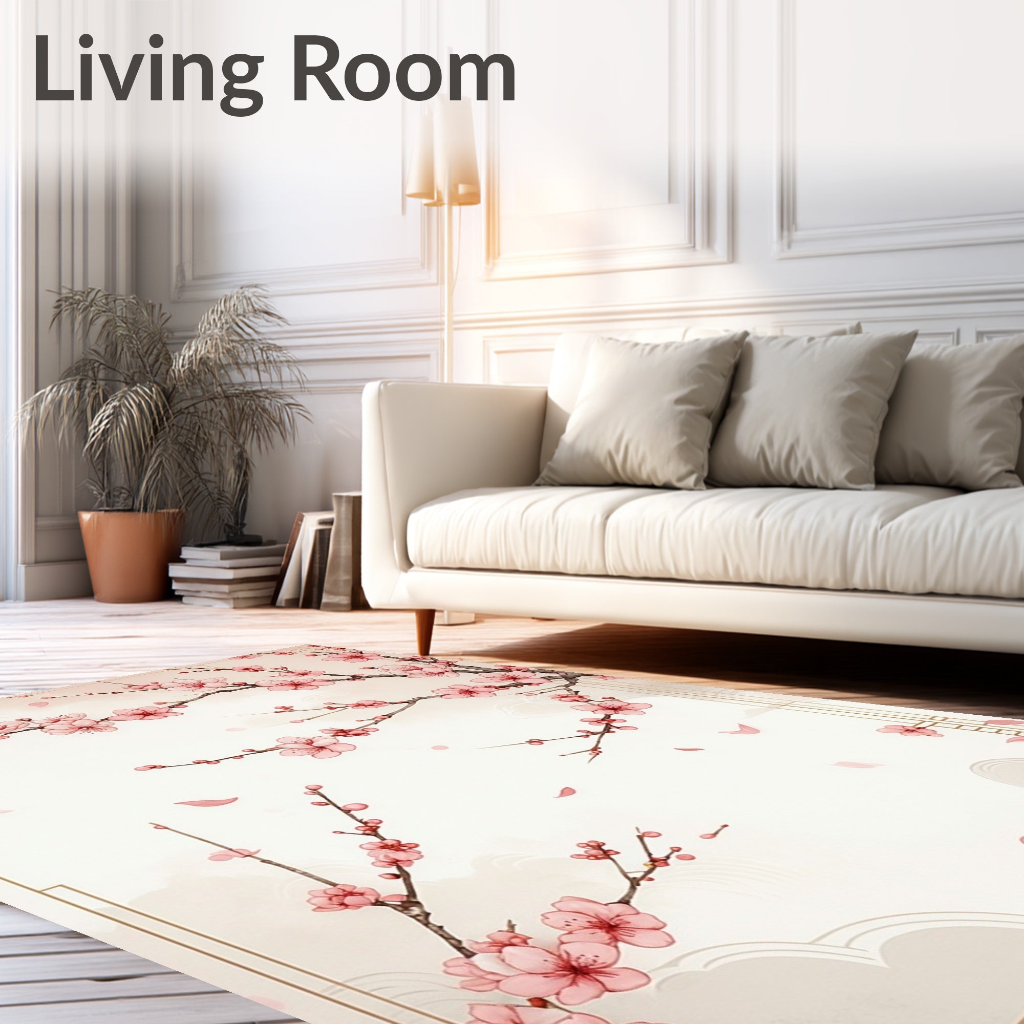 Elegant Pink Sakura Blossom Branches Rug