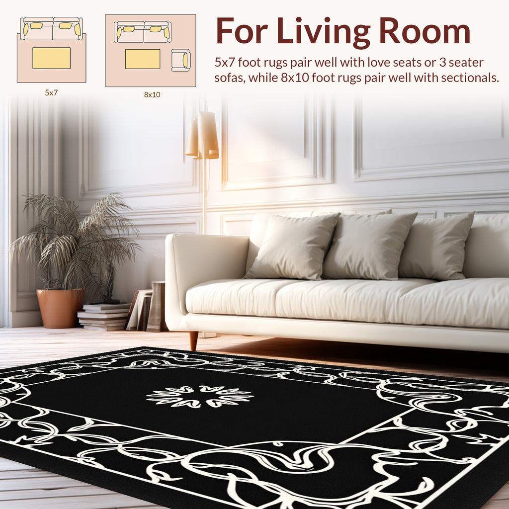 Art Nouveau Floral Border Design Rug