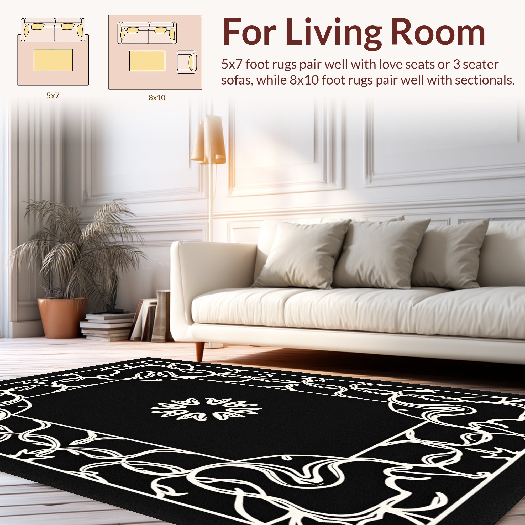Art Nouveau Floral Border Design Rug