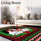 Christmas Chickens Wreath Red Green Rug