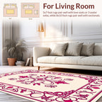 Elegant Burgundy Floral Scrollwork Design Rug