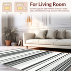 Classic Black White Horizontal Stripes Rug