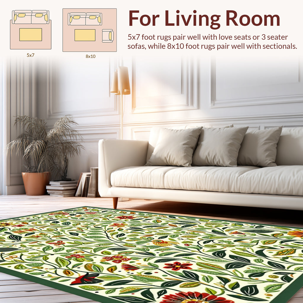 Whimsical Floral Vine Pattern Rug