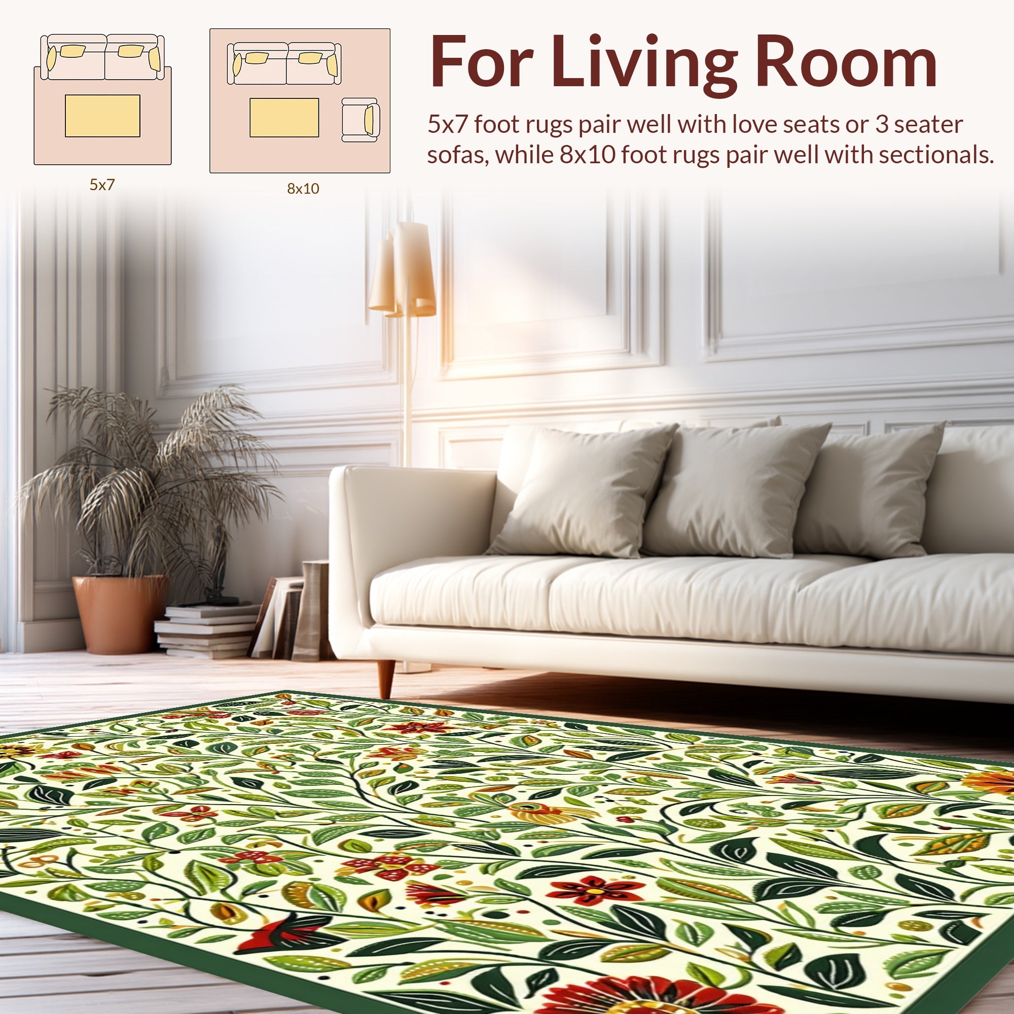 Whimsical Floral Vine Pattern Rug