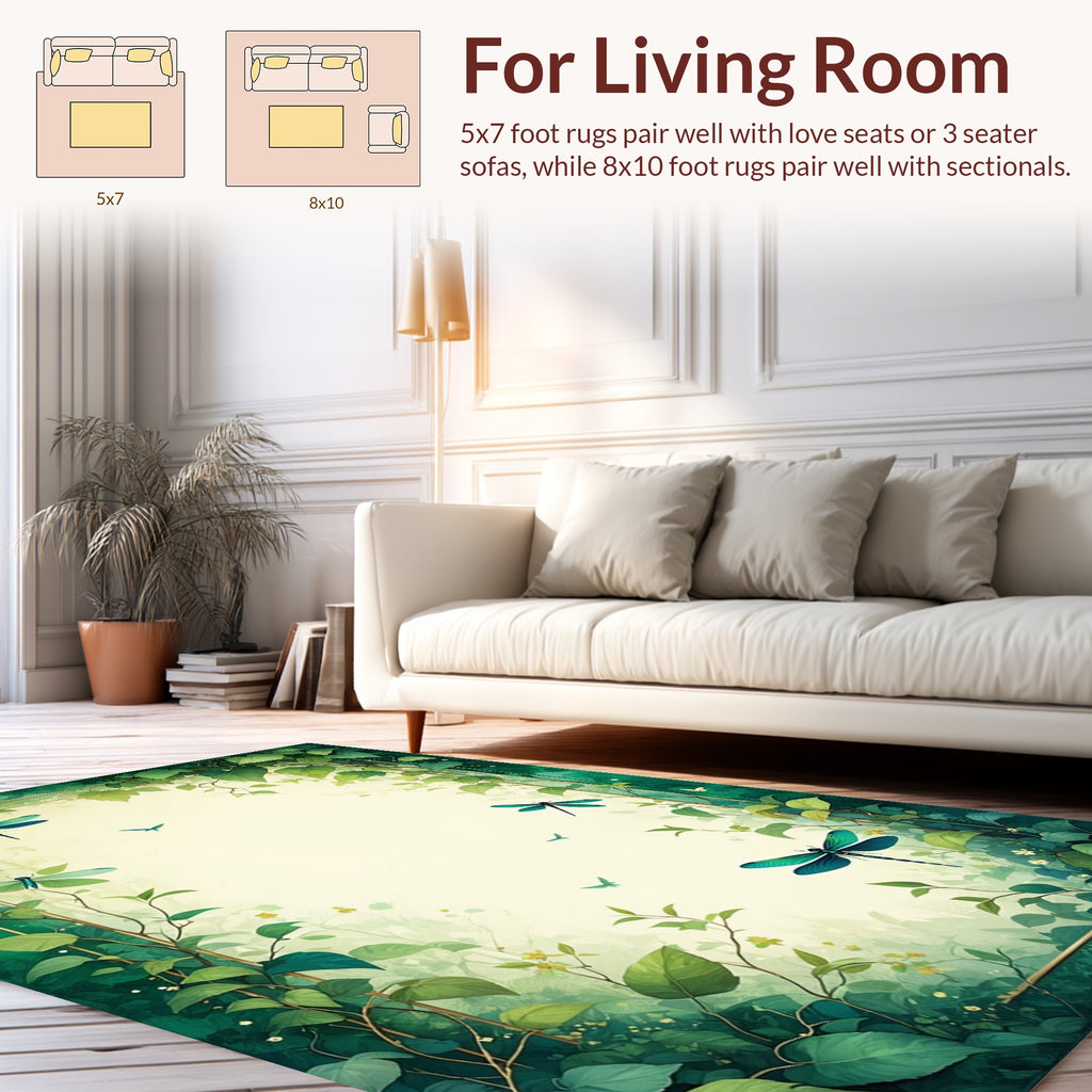 Dragonflies and Lush Greenery Nature Rug