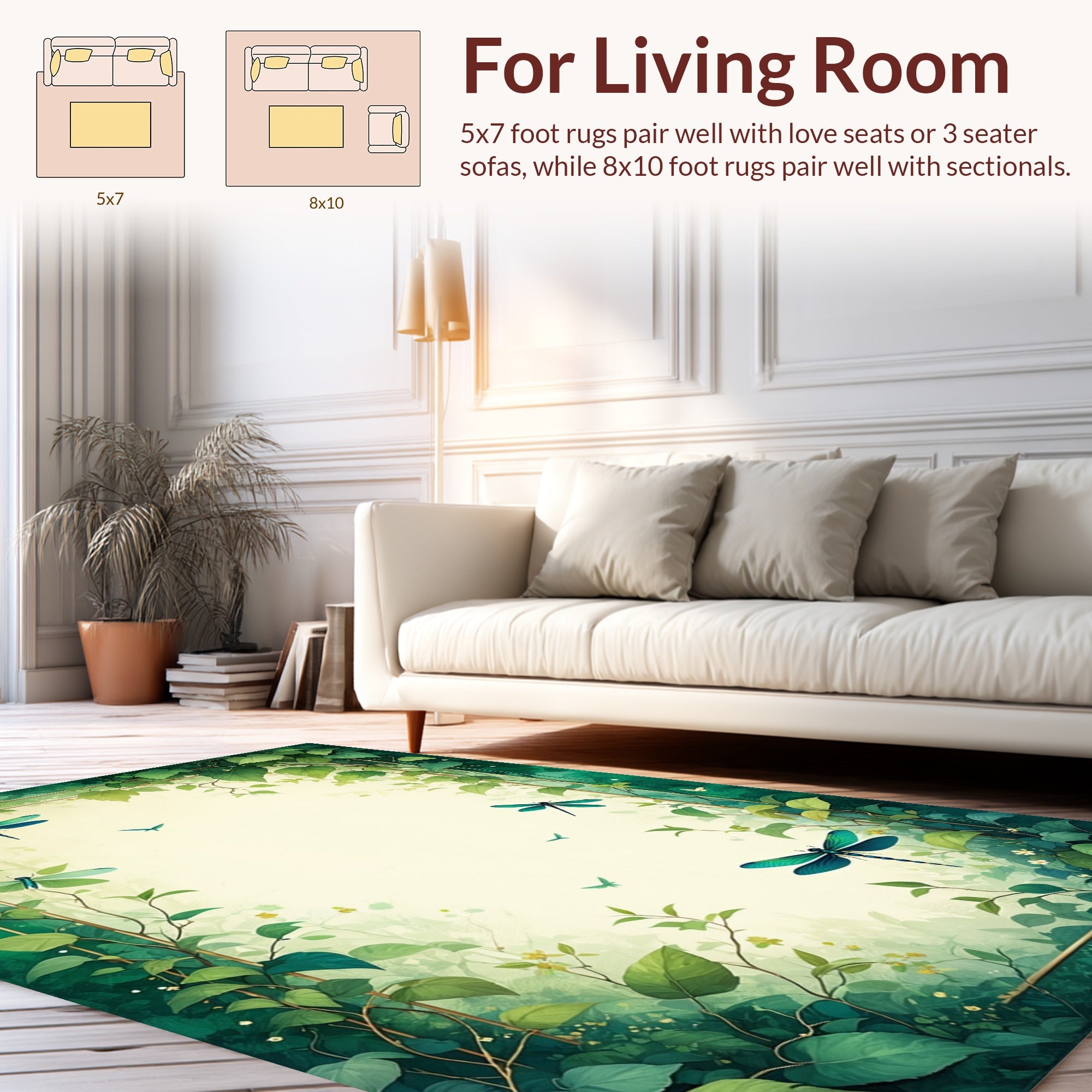 Dragonflies and Lush Greenery Nature Rug