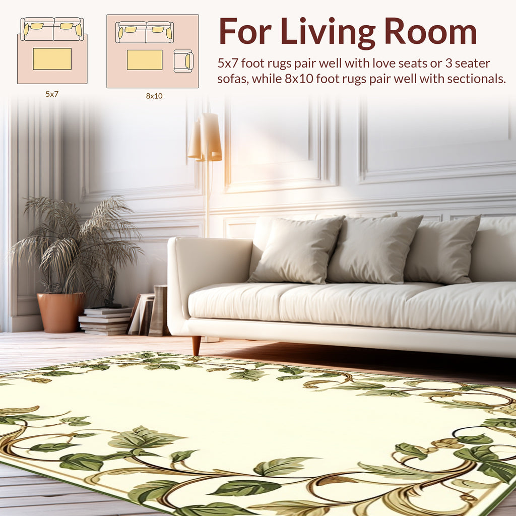 Vine Foliage Elegant Border Rug