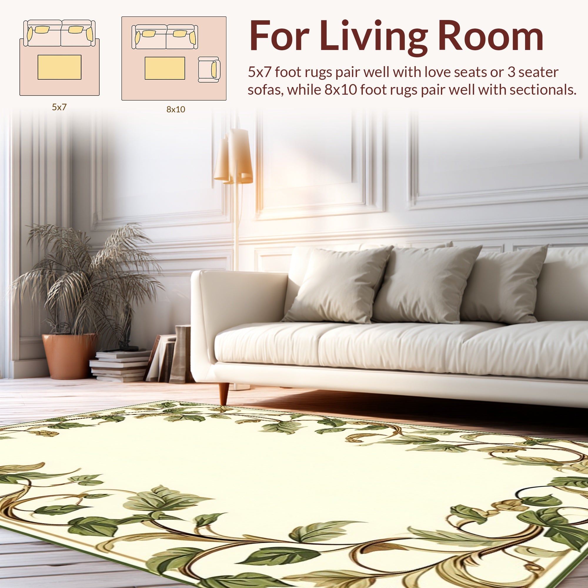 Vine Foliage Elegant Border Rug