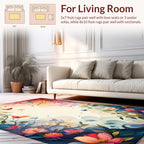 Whimsical Floral Vines Butterflies Art Rug