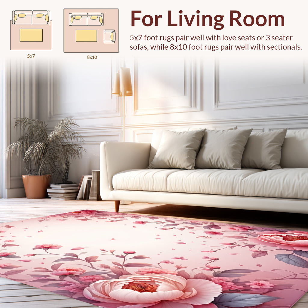 Pink Floral Garden Pattern Rug